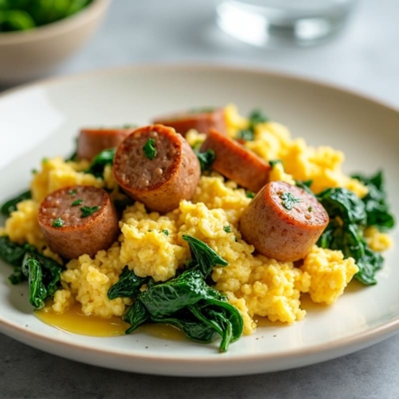 Egg White and Turkey Sausage Scramble with Spinach