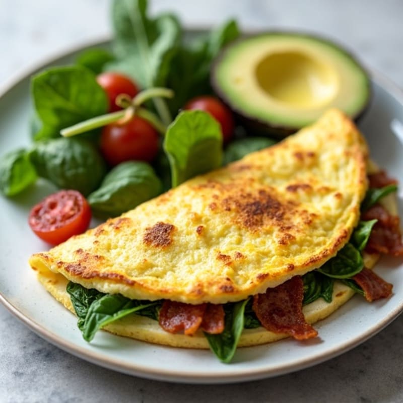 Egg White Omelet with Spinach and Turkey Bacon