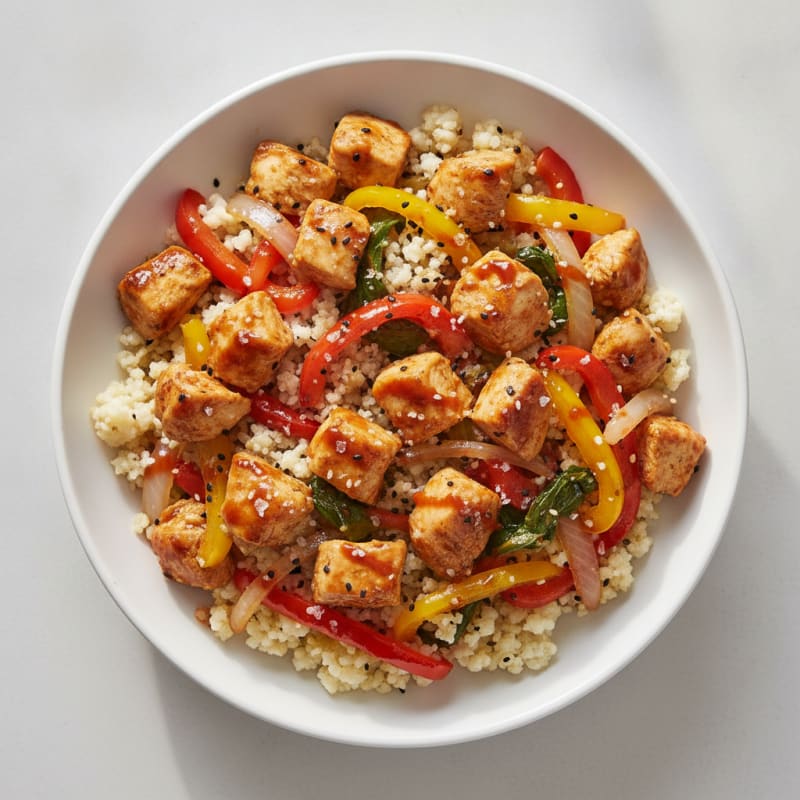Spicy Chicken and Veggie Microwave Bowl