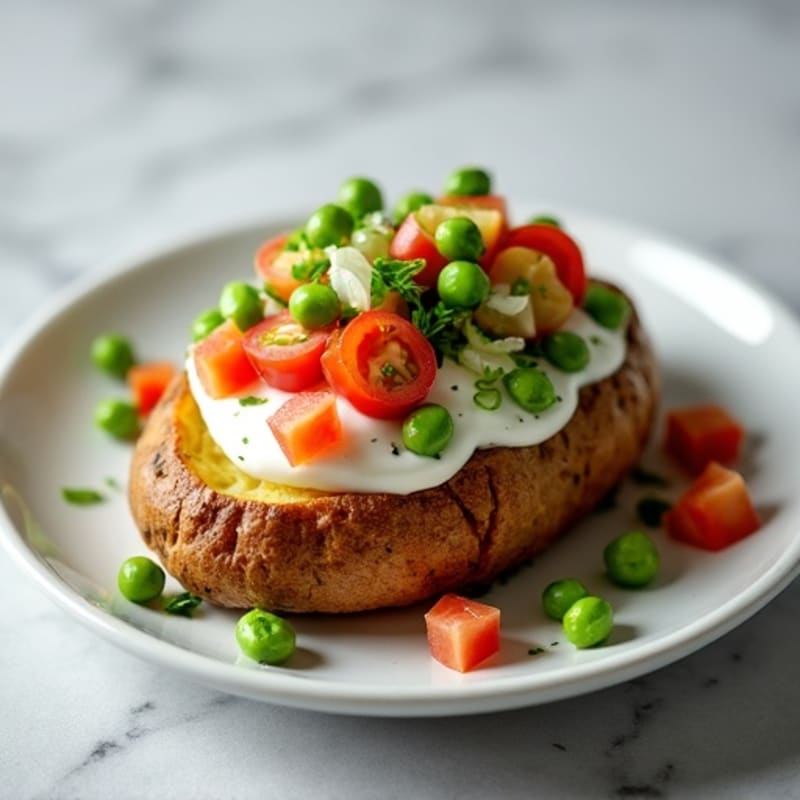 Crispy Baked Potato with High-Protein Veggie Toppings