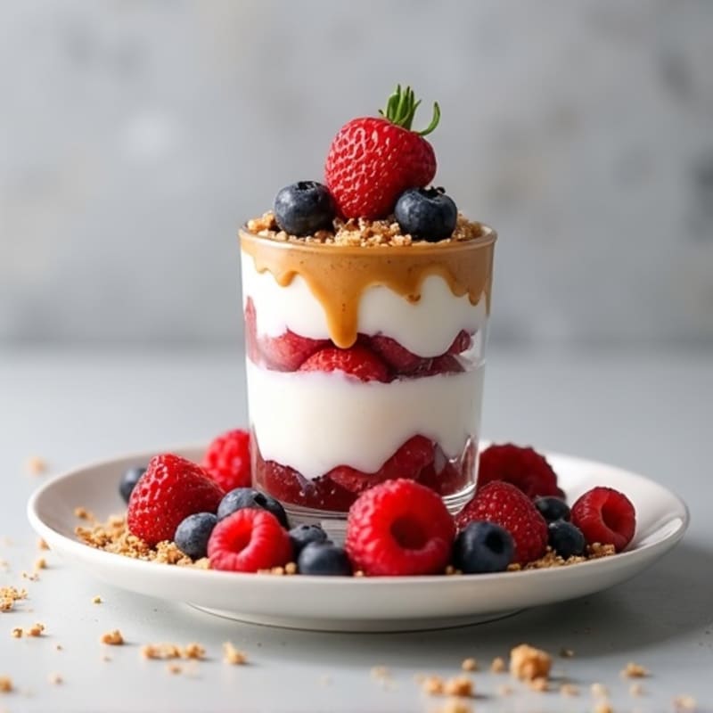 Greek Yogurt Parfait with Mixed Berries and Almond Butter