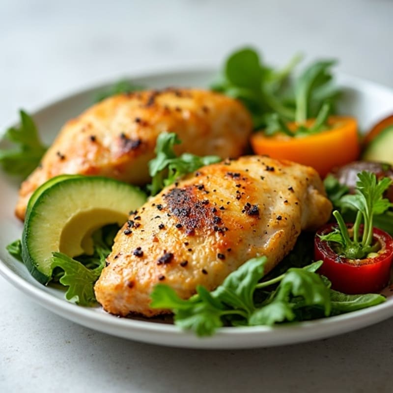 Lemon-Garlic Roasted Chicken with Fresh Greens and Crunchy Vegetables