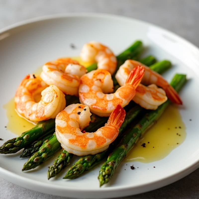Lemon Garlic Pan-Seared Shrimp with Roasted Asparagus