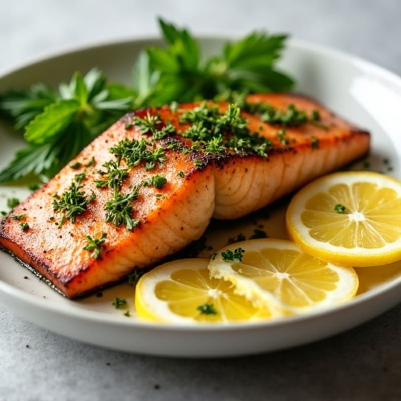 Herb-Crusted Pan Seared Salmon with Lemon