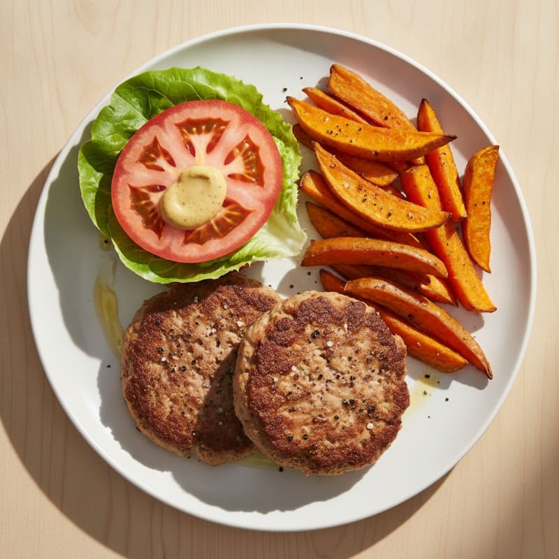 Turkey Burger with Sweet Potato Fries