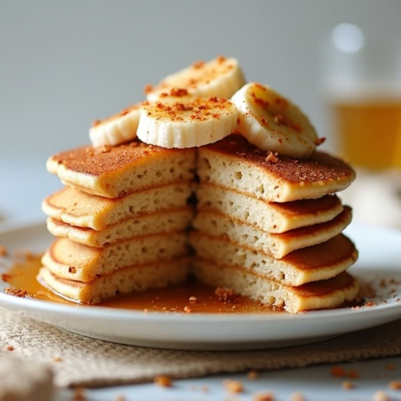 Fluffy Oat Banana Pancakes with Caramelized Spiced Bananas
