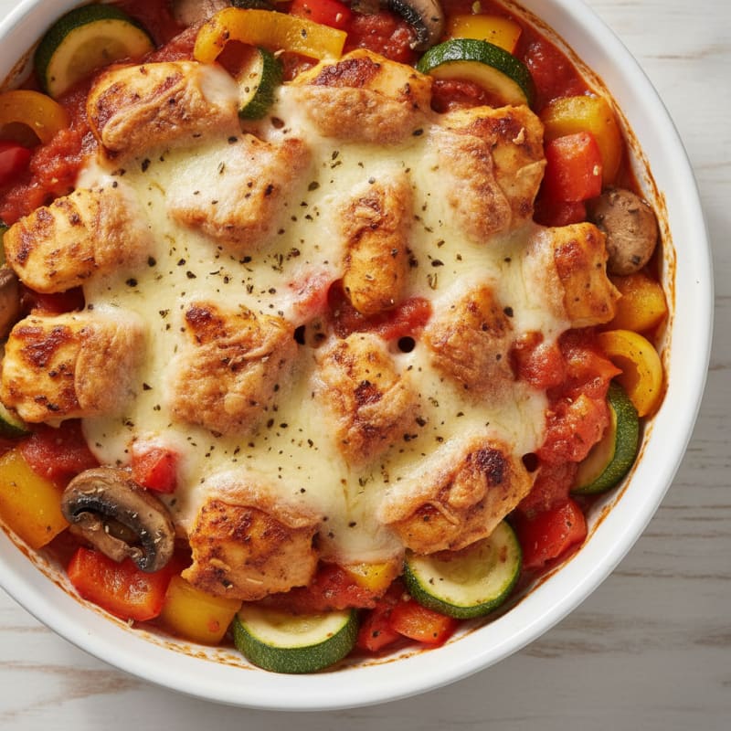 Baked Pizza Chicken and Vegetable Bowl