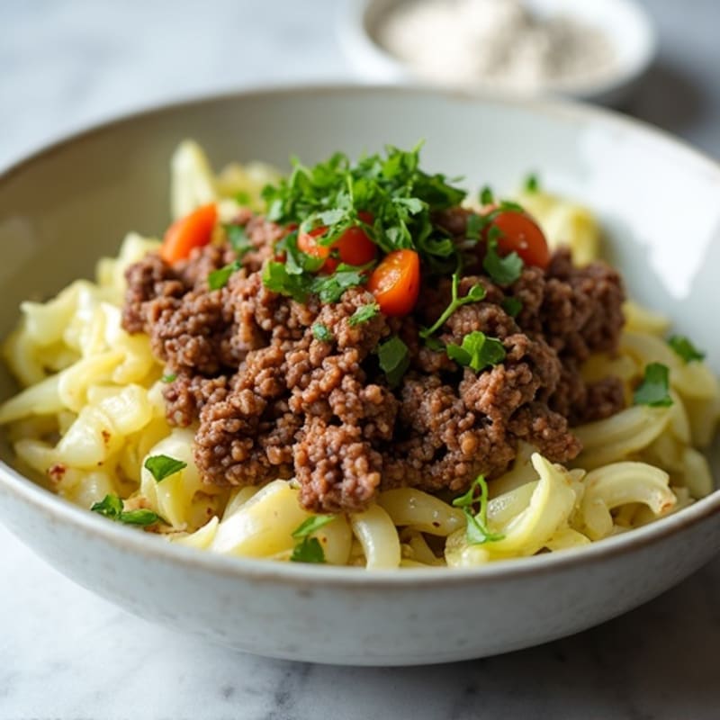 Savory Ground Beef and Sautéed Cabbage Bowl