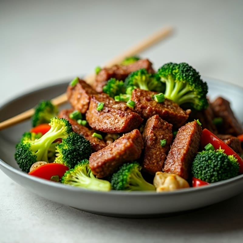 Garlic Ginger Beef and Crispy Broccoli Stir-Fry