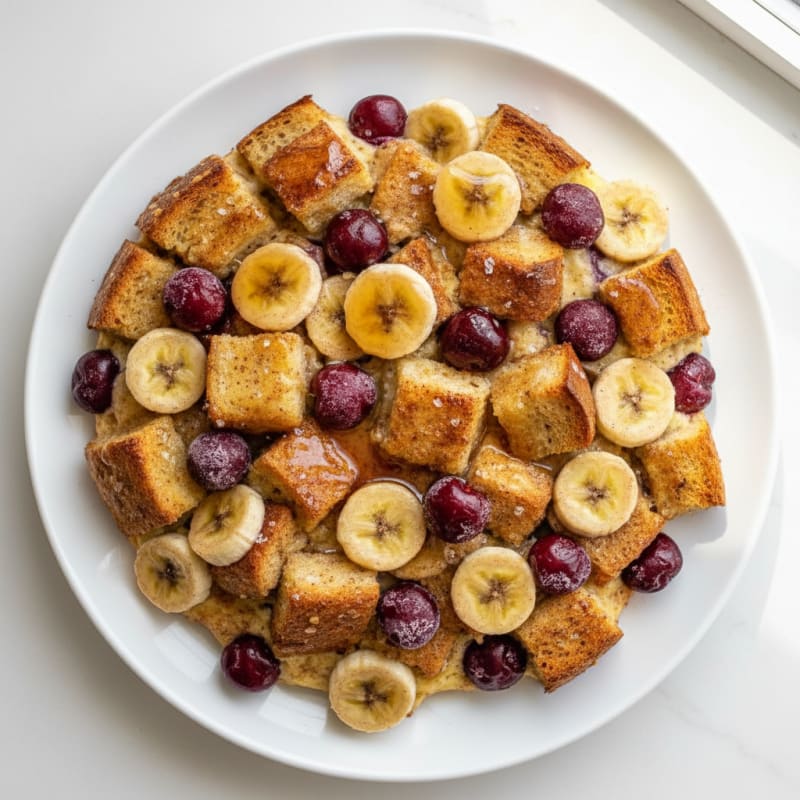 Golden Cherry-Banana French Toast Bake