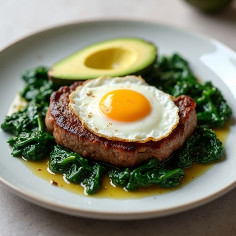 Seared Steak with Garlic Sautéed Greens