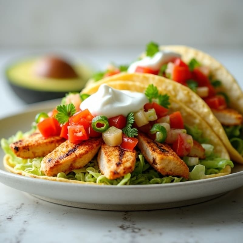 Grilled Chicken Tacos with Shredded Lettuce and Salsa