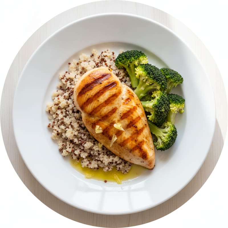 Grilled Chicken Breast with Quinoa and Steamed Broccoli
