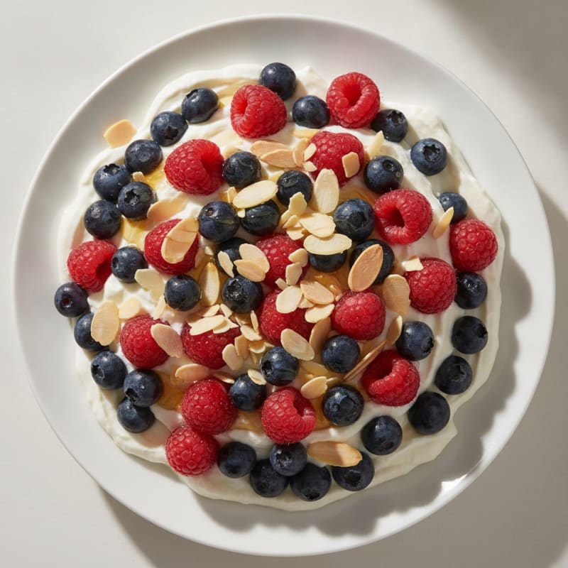 Silky Greek Yogurt Protein Parfait with Berries and Almonds