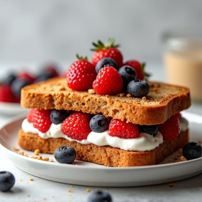 Peanut Butter and Fresh Berry Stuffed Crispy Toast