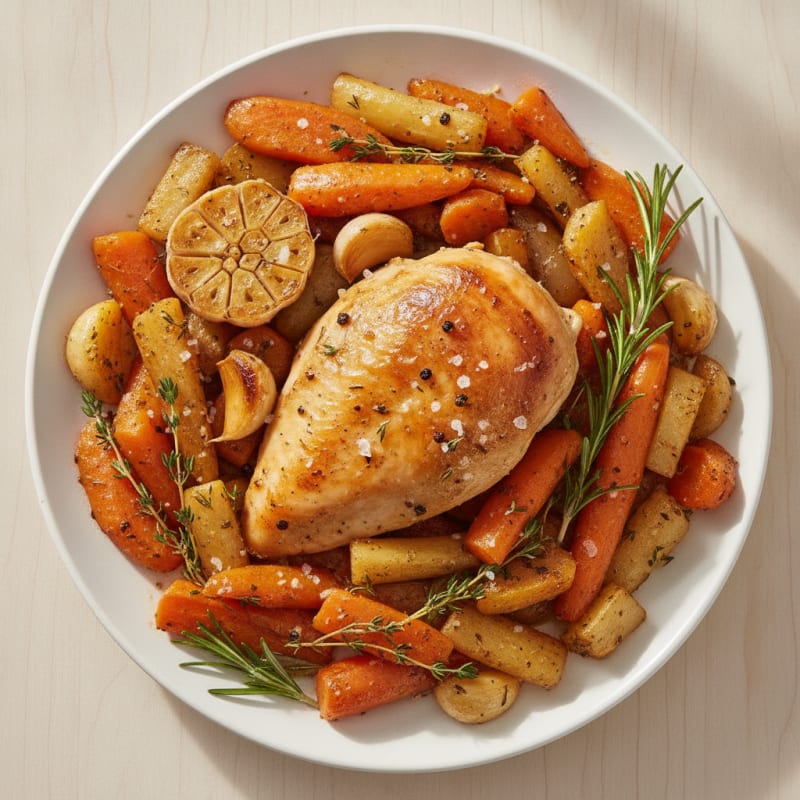 Garlic Herb Roasted Chicken with Root Vegetables