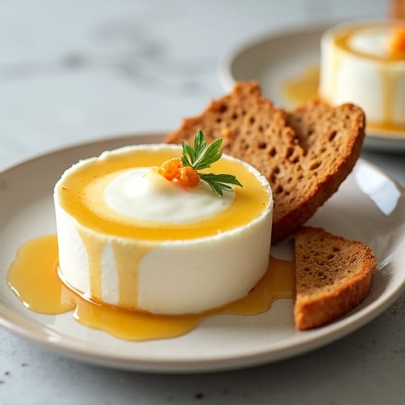 Cottage Cheese Protein Mousse with Toasted Bread Crisps