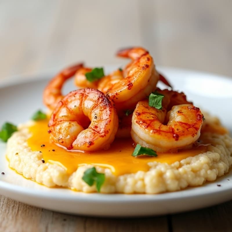 Spicy Pan-Seared Shrimp with Creamy Grits