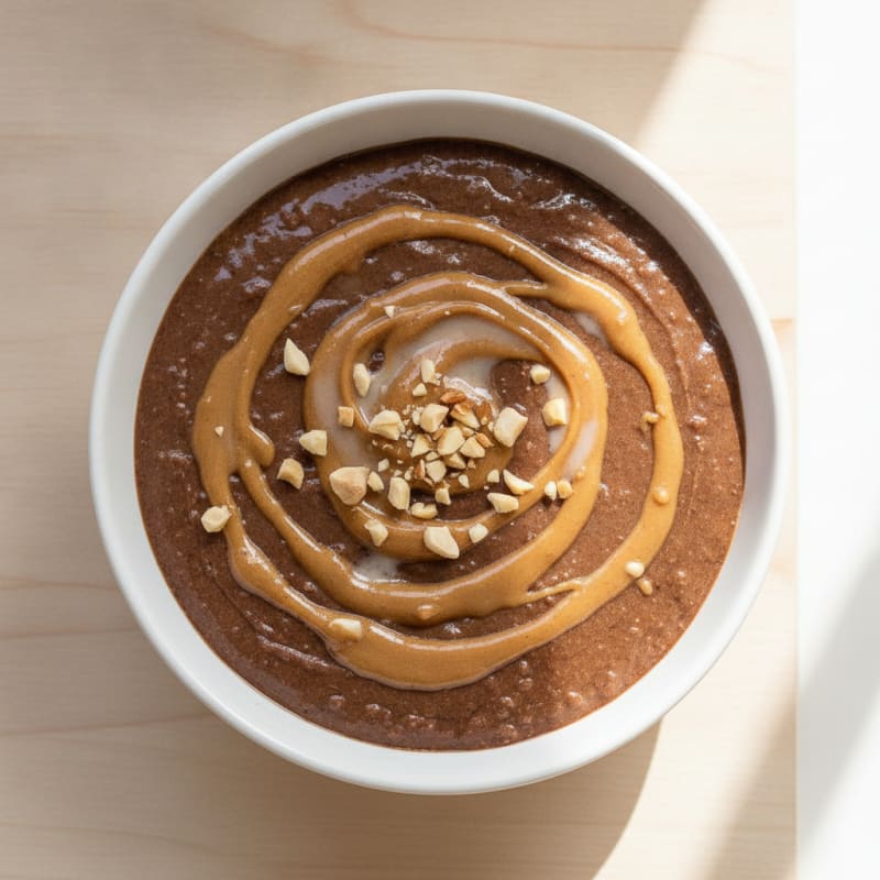 Creamy Vegan Chocolate Protein Pudding with Peanut Butter Swirl