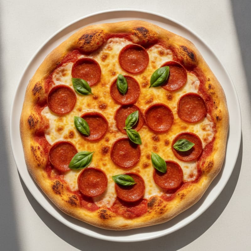 Classic Pepperoni Pizza with Fresh Basil