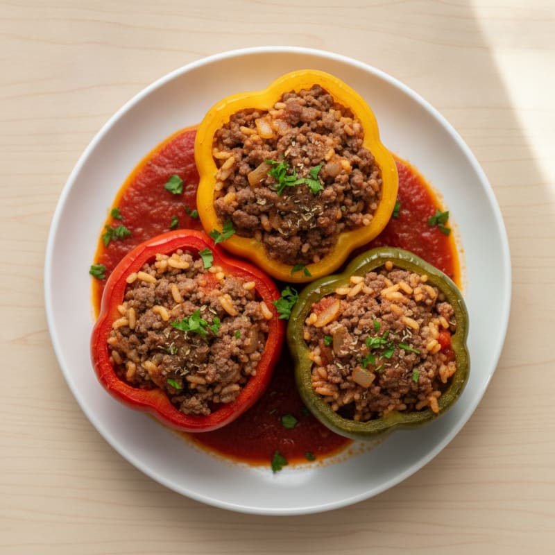 Beef and Rice Stuffed Bell Peppers