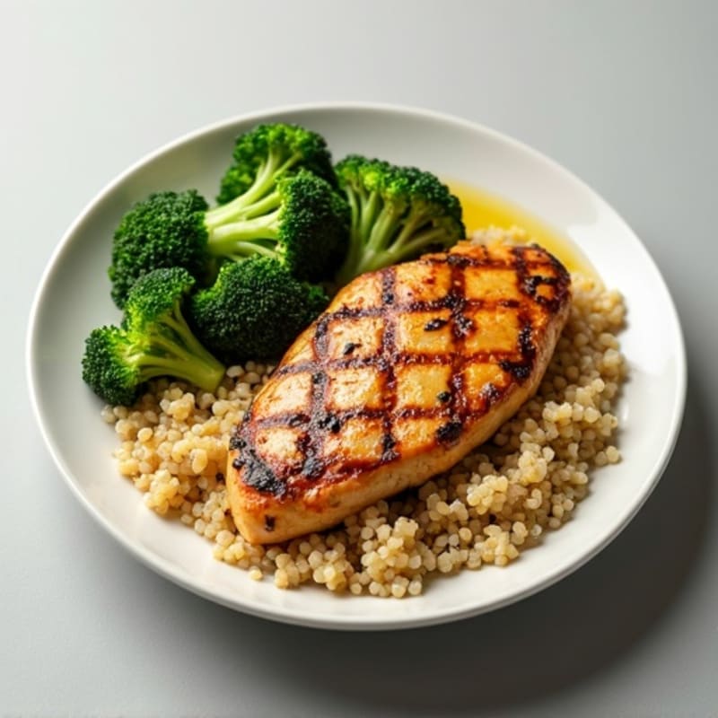 Grilled Chicken Breast with Quinoa and Steamed Broccoli