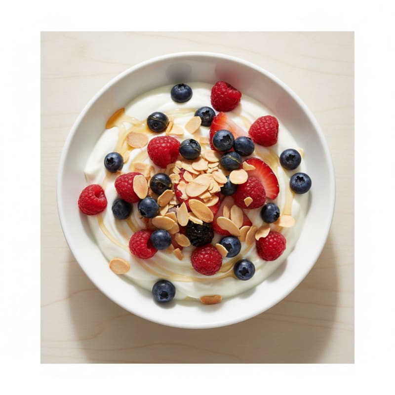 Creamy Greek Yogurt with Mixed Berries and Almonds