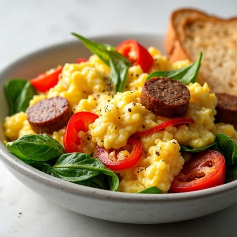 Egg White Veggie Scramble with Turkey Sausage