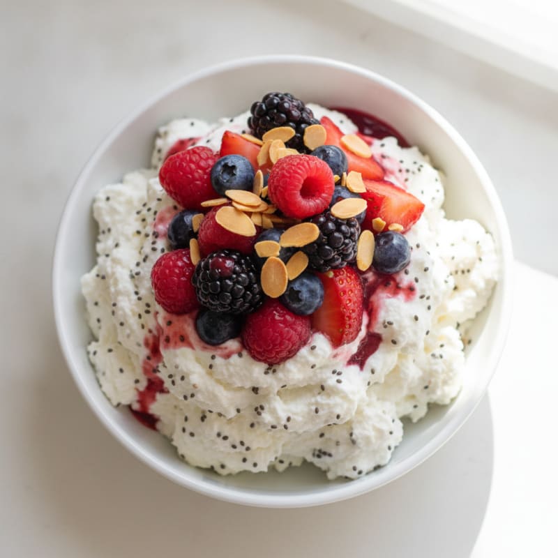 Greek Yogurt Protein Mousse with Mixed Berries