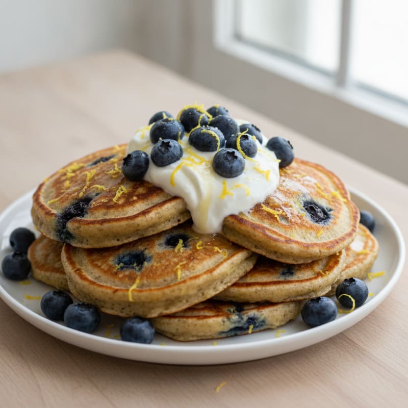 Blueberry Ricotta Pancakes with Lemon Zest