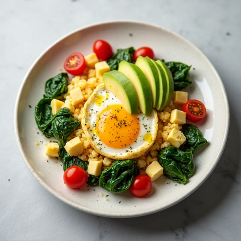 Egg White and Spinach Scramble with Cottage Cheese