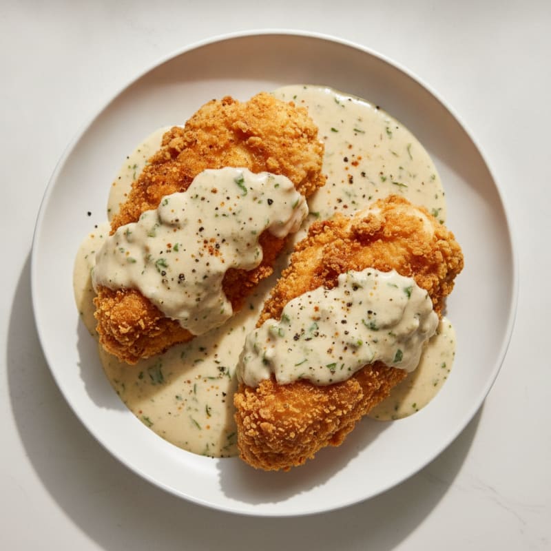 Crispy Buttermilk Fried Chicken with Creamy Gravy