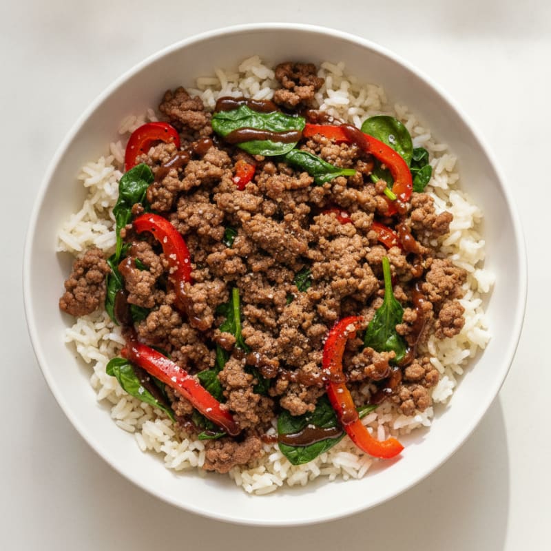 Savory Ground Beef and Rice Bowl