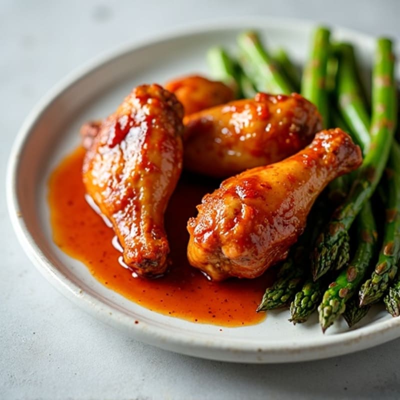 Sheet Pan Spicy BBQ Chicken Wings with Roasted Asparagus