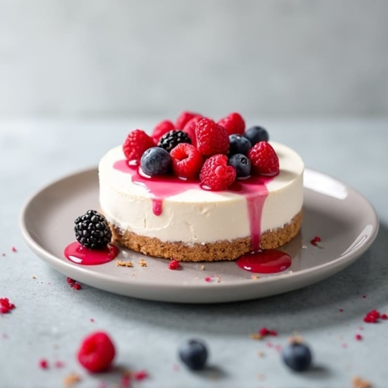 Greek Yogurt Protein Cheesecake with Mixed Berries