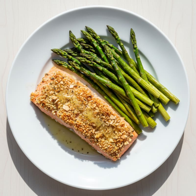 Golden Herb-Crusted Salmon with Roasted Asparagus