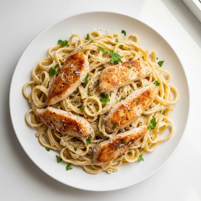 Garlic Parmesan Chicken Alfredo with Fettuccine