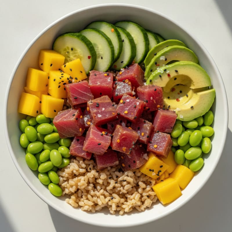 Ahi Tuna Poke Bowl with Tropical Fruit