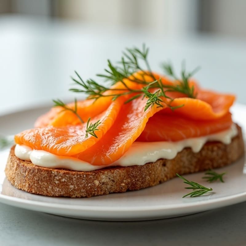 Smoked Salmon with Creamy Dill Spread on Whole Grain Toast