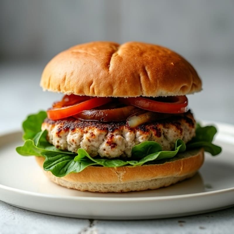 Lean Turkey Spinach Burger with Caramelized Onions