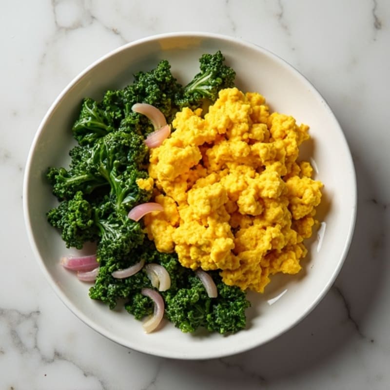 Creamy Turmeric Tofu Scramble with Sautéed Greens