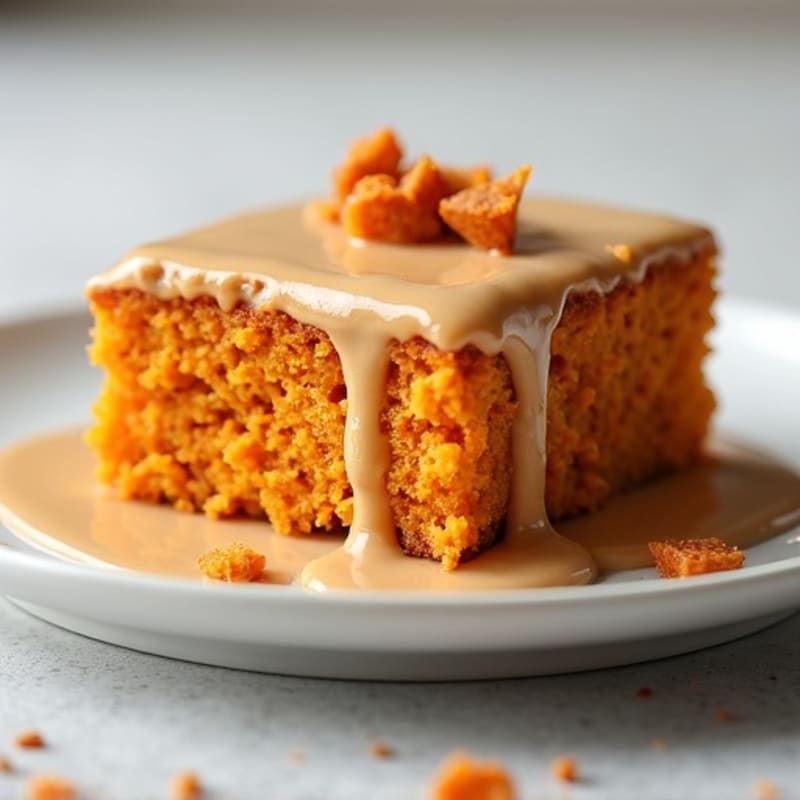 Moist Sweet Potato Protein Cake with Creamy Almond Butter Drizzle