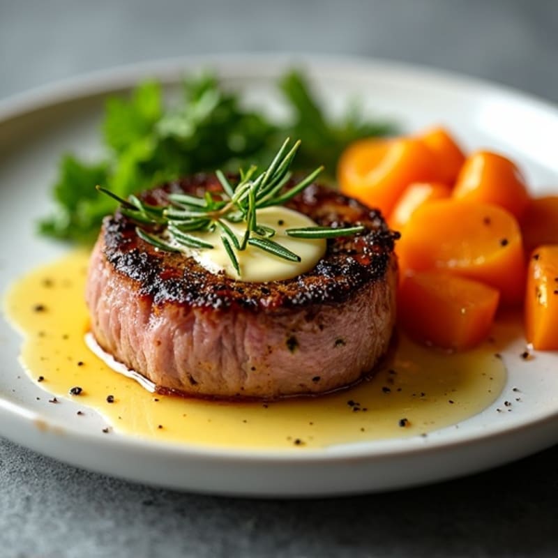 Herb-Crusted Pan-Seared Filet Mignon with Garlic Butter