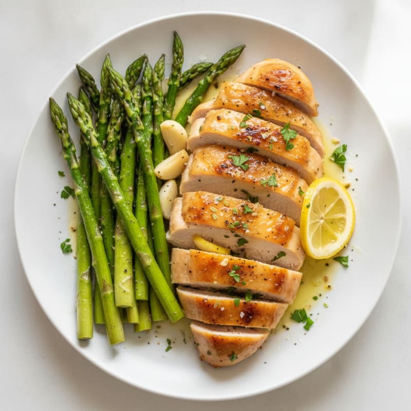 Lemon Herb Roasted Chicken with Asparagus