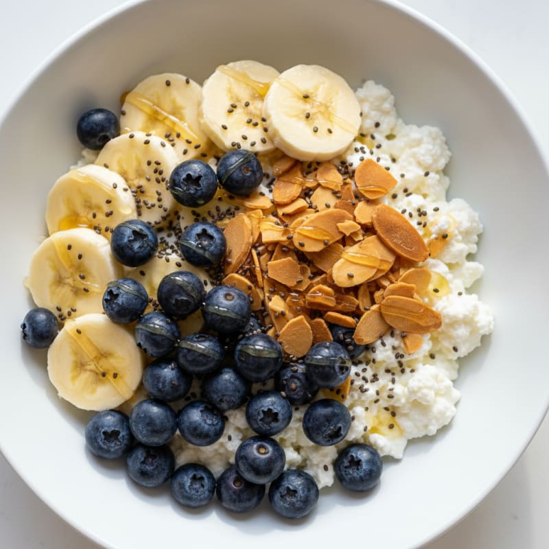 Cottage Cheese and Berry Protein Bowl with Chia Seeds