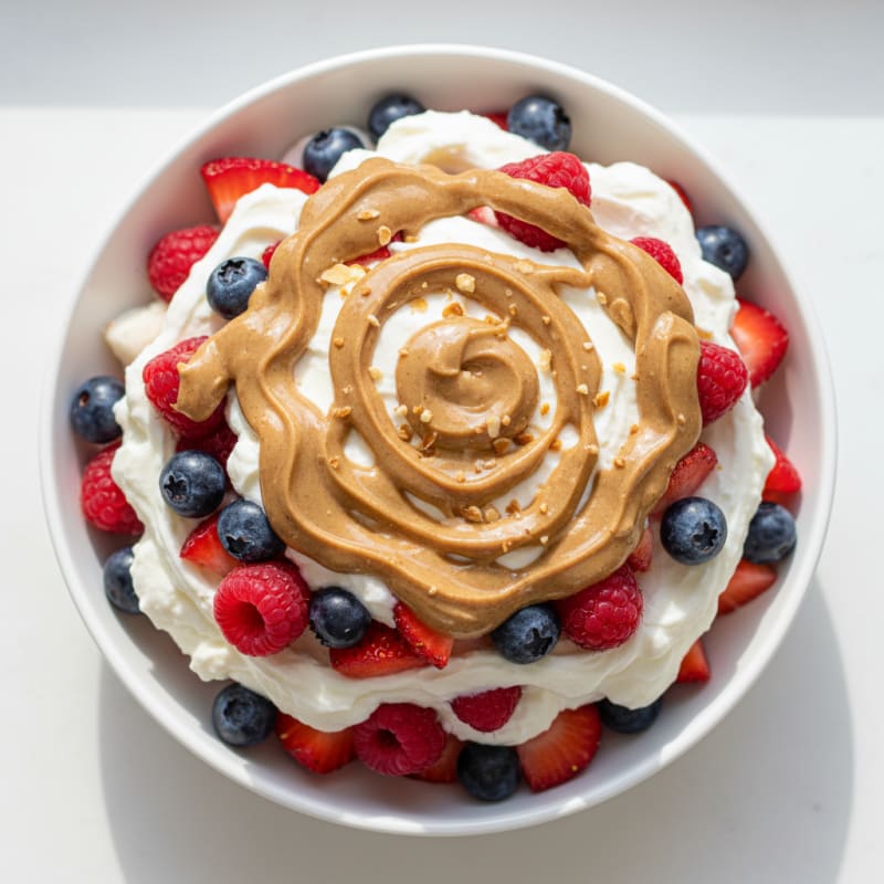Creamy Greek Yogurt Protein Parfait with Mixed Berries and Almond Butter