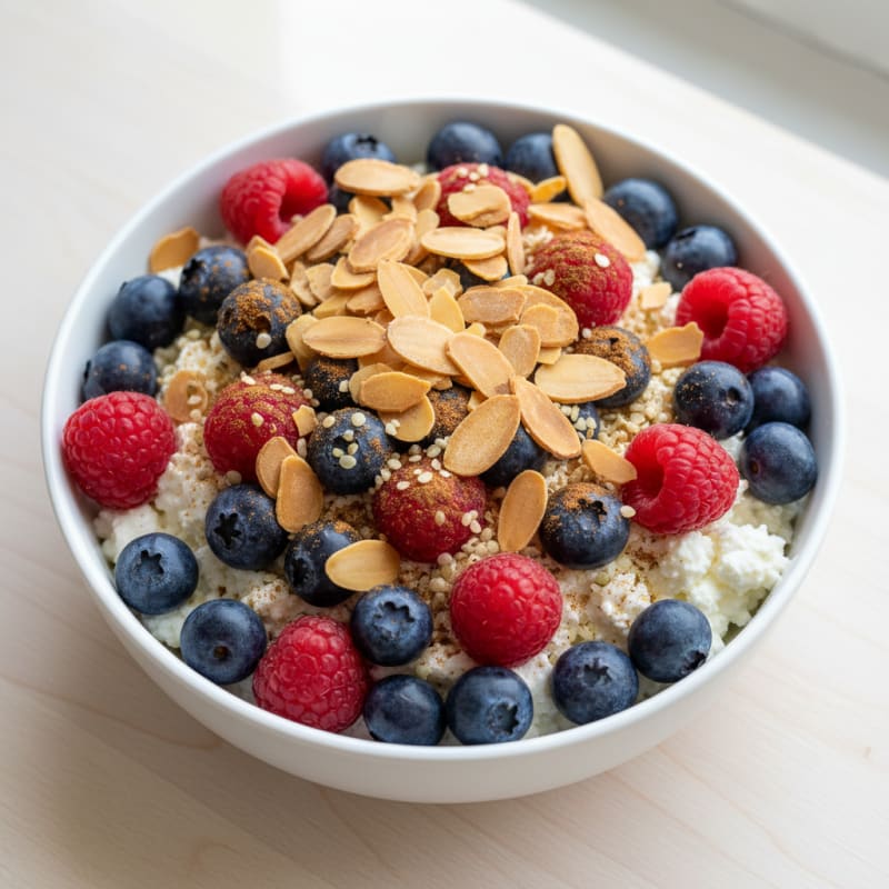 Cottage Cheese and Berry Protein Bowl with Almonds