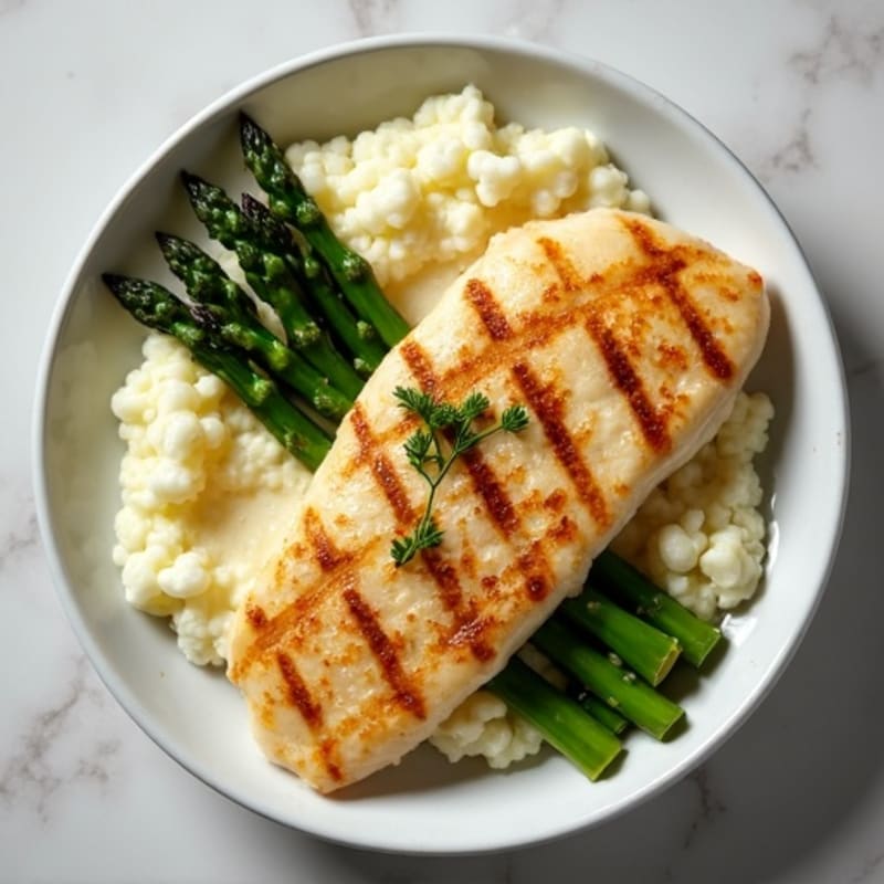 Seared Tilapia with Roasted Asparagus and Cauliflower Mash