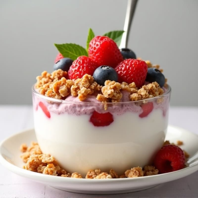 Creamy Greek Yogurt Parfait with Almond Butter and Mixed Berries