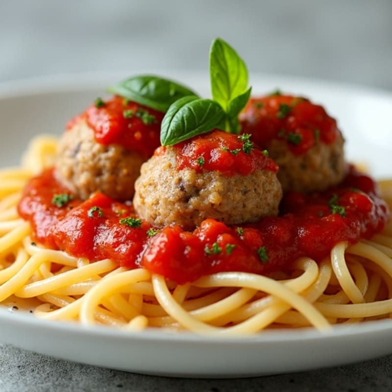 Lean Turkey Meatballs with Whole Wheat Spaghetti and Fresh Herb Tomato Sauce